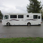 Shiny white coat on RV van